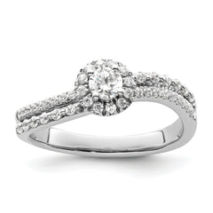 14K White Gold Lab Grown Dia Two Promises Halo Complete Eng Ring
