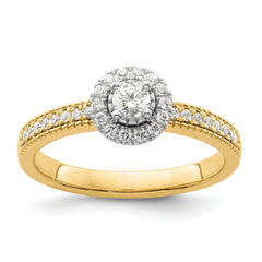 14K Two-Tone Lab Grown Dia Two Promises Halo Complete Engagement Ring