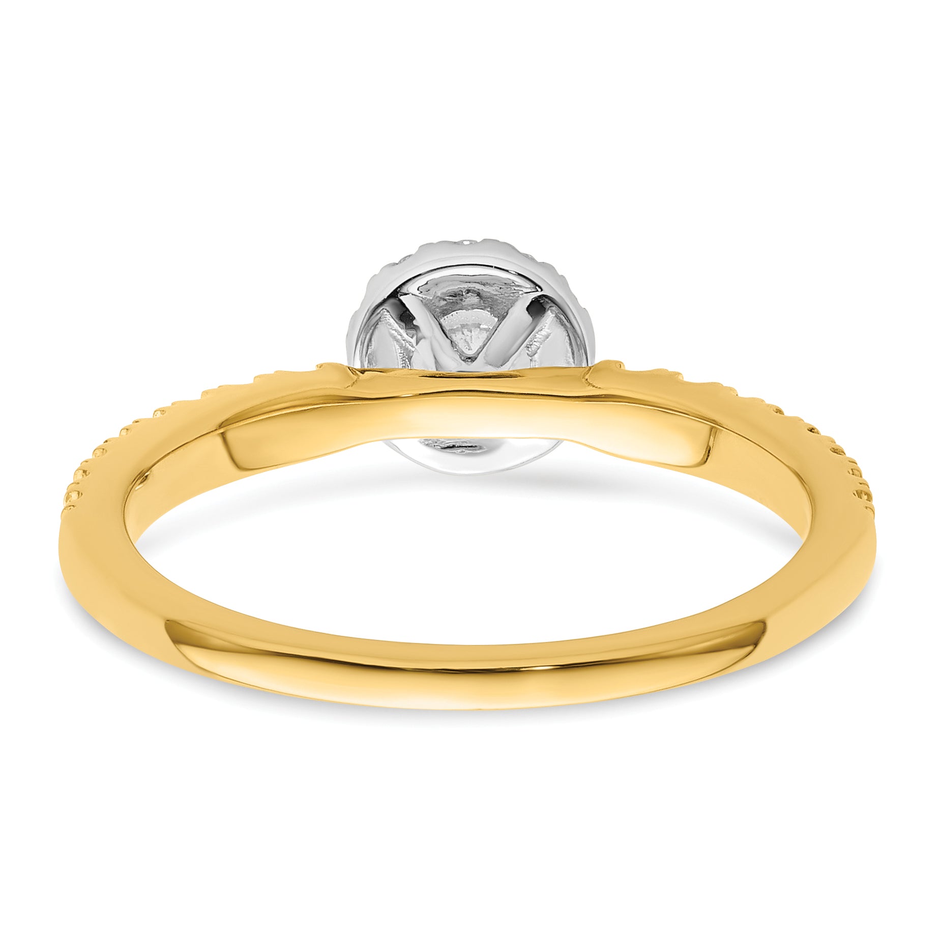 14K Two-Tone Lab Grown Dia Two Promises Halo Complete Eng Ring