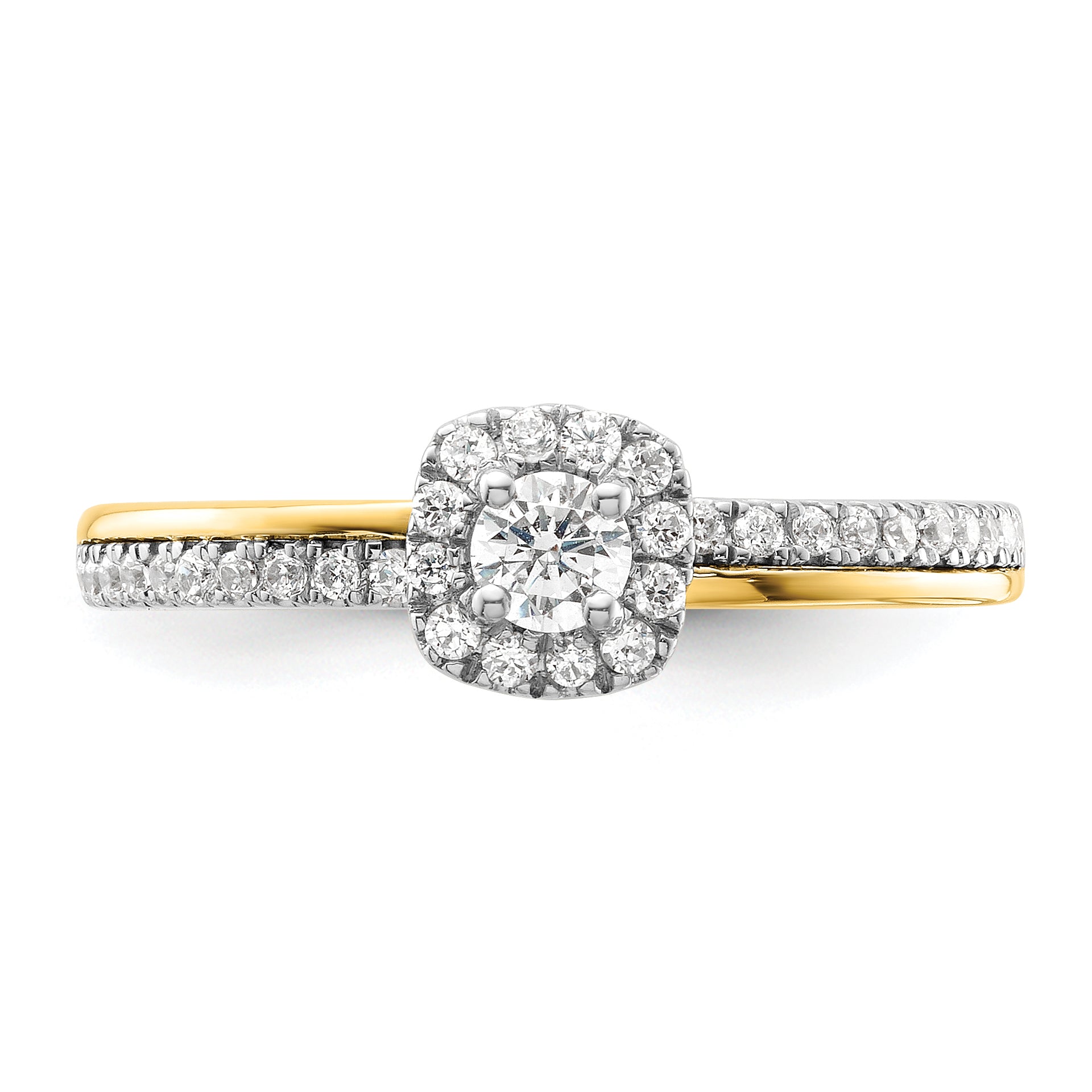 14K Two-Tone Lab Grown Dia Two Promises Halo Complete Eng Ring