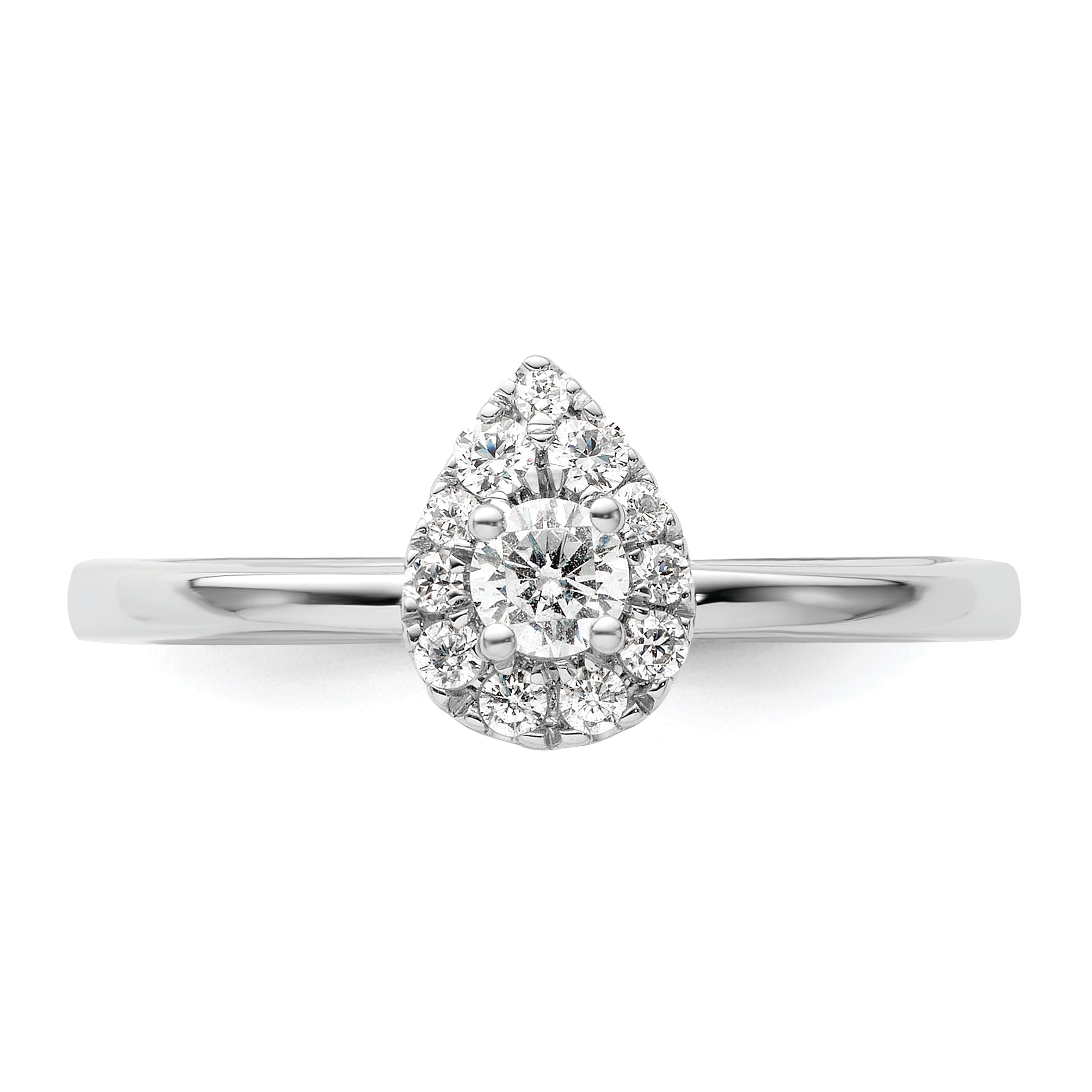 Two Promises 14k White Gold Diamond Pear Halo Complete Engagement Ring