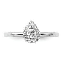Two Promises 14k White Gold Diamond Pear Halo Complete Engagement Ring