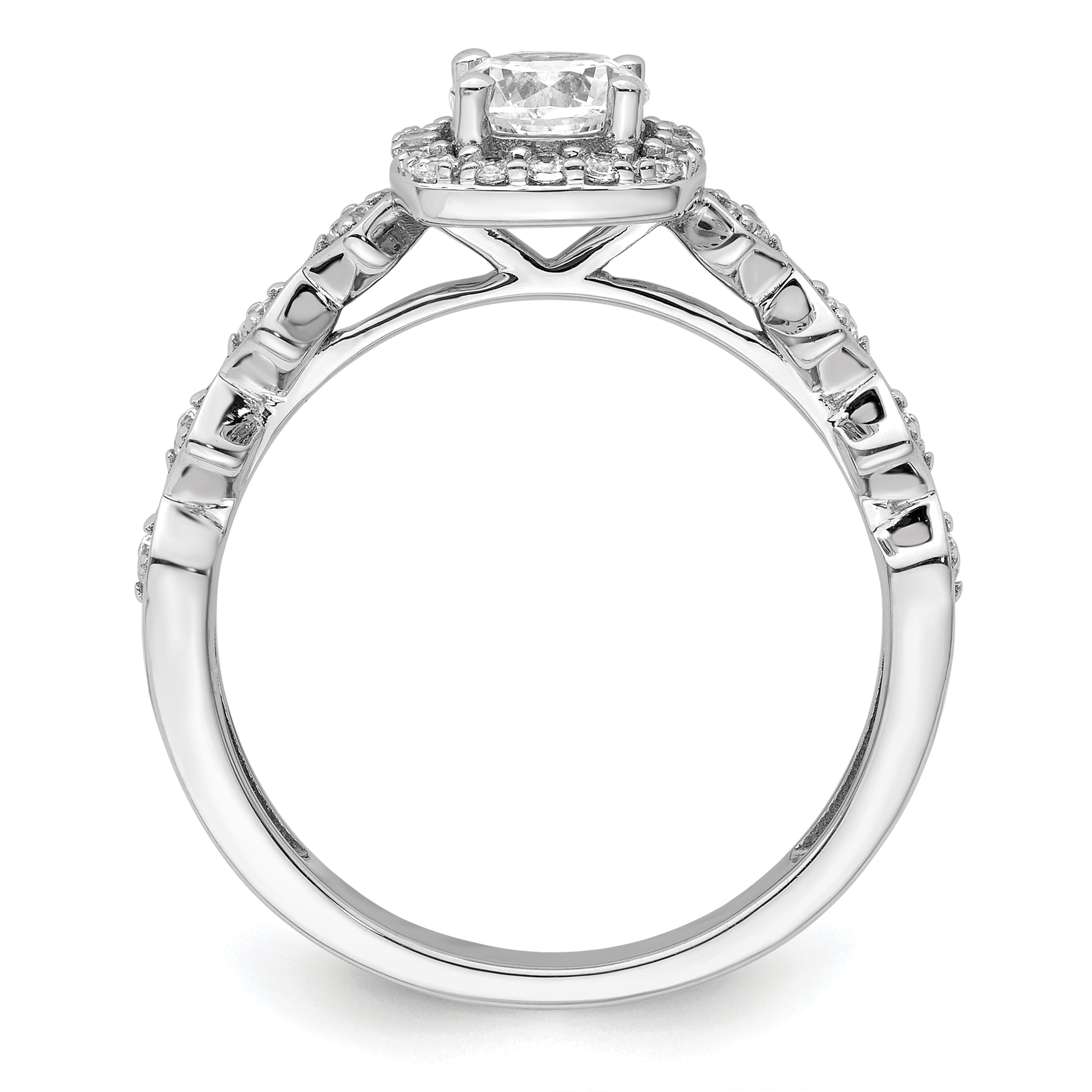 14K White Gold Lab Grown Diamond Halo Complete Engagement Ring