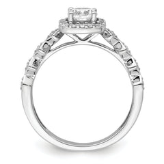 14K White Gold Lab Grown Diamond Halo Complete Engagement Ring