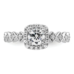 14K White Gold Lab Grown Diamond Halo Complete Engagement Ring