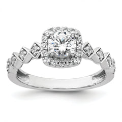 14K White Gold Lab Grown Diamond Halo Complete Engagement Ring