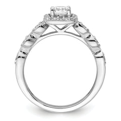 14K White Gold Lab Grown Diamond Halo Complete Engagement Ring