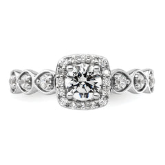 14K White Gold Lab Grown Diamond Halo Complete Engagement Ring