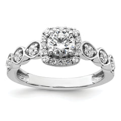 14K White Gold Lab Grown Diamond Halo Complete Engagement Ring