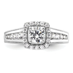 14K White Gold Lab Grown Diamond Square Halo Complete Eng Ring