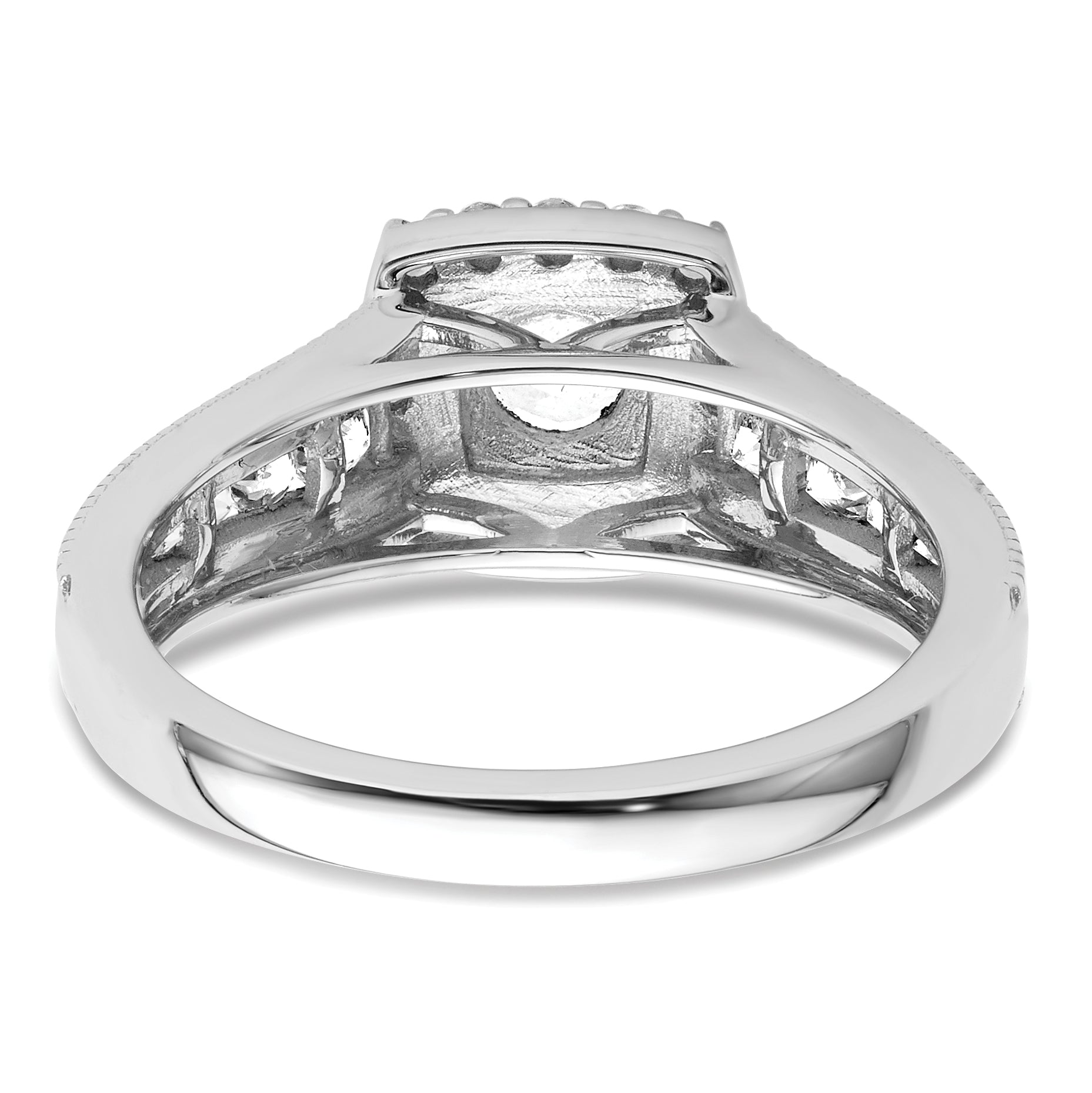 14K White Gold Lab Grown Diamond Square Halo Complete Eng Ring