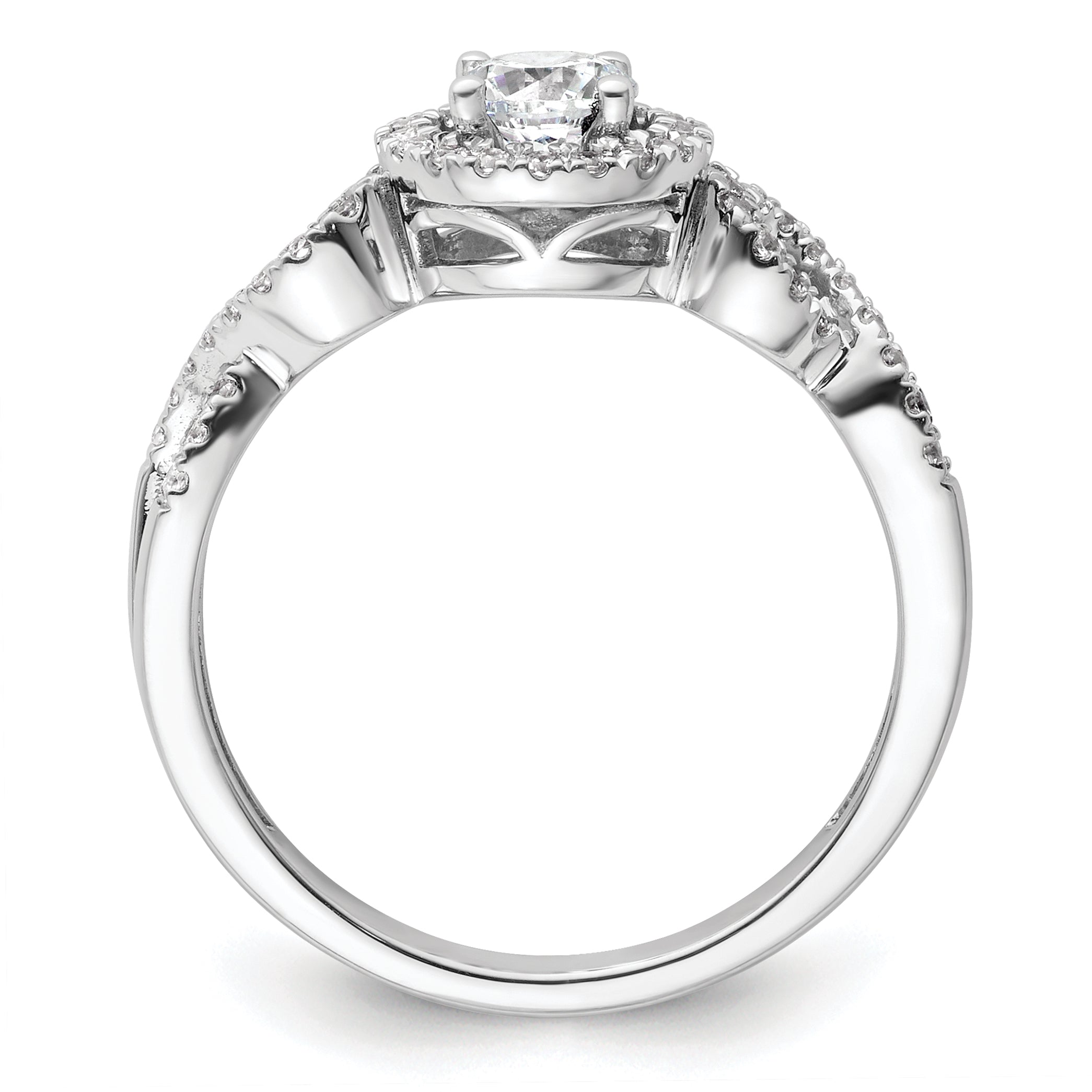 14K White Gold Lab Grown Diamond Halo Complete Engagement Ring