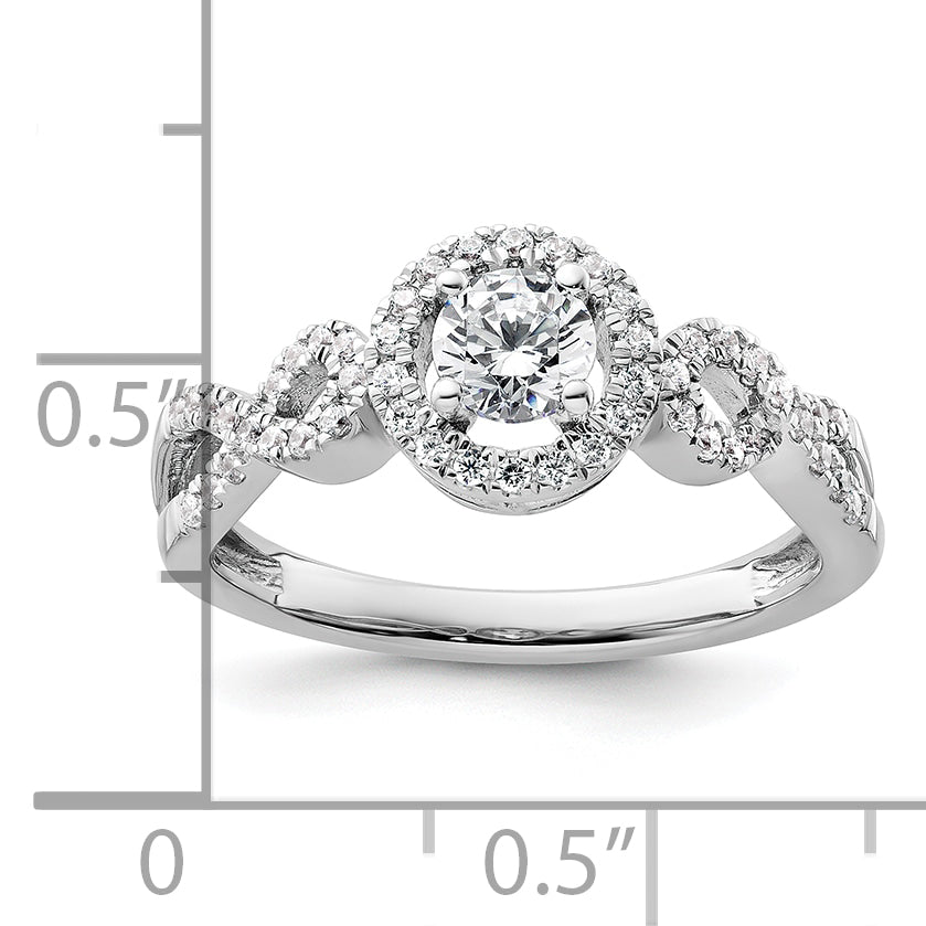 14K White Gold Lab Grown Diamond Halo Complete Engagement Ring