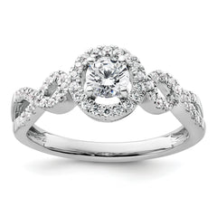 14K White Gold Lab Grown Diamond Halo Complete Engagement Ring