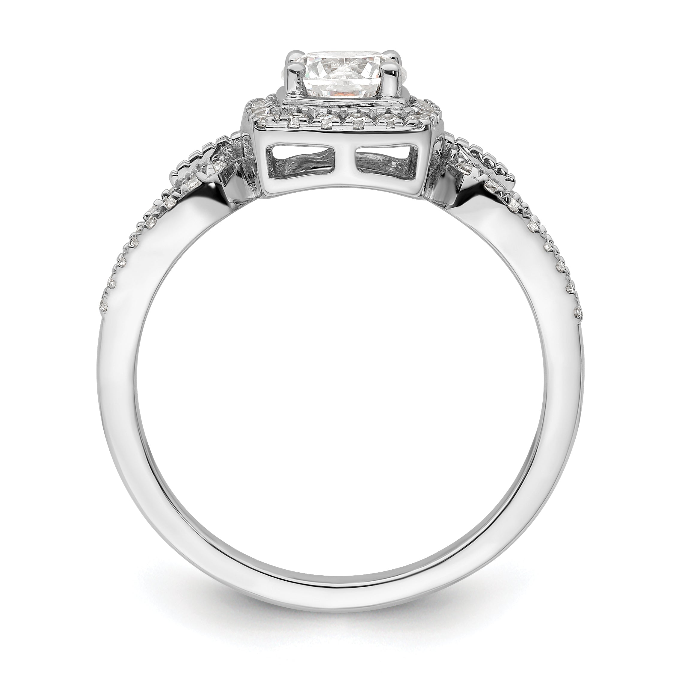 14K White Gold Lab Grown Diamond Halo Complete Engagement Ring