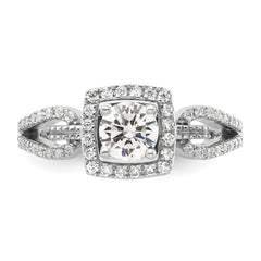 14K White Gold Lab Grown Diamond Halo Complete Engagement Ring