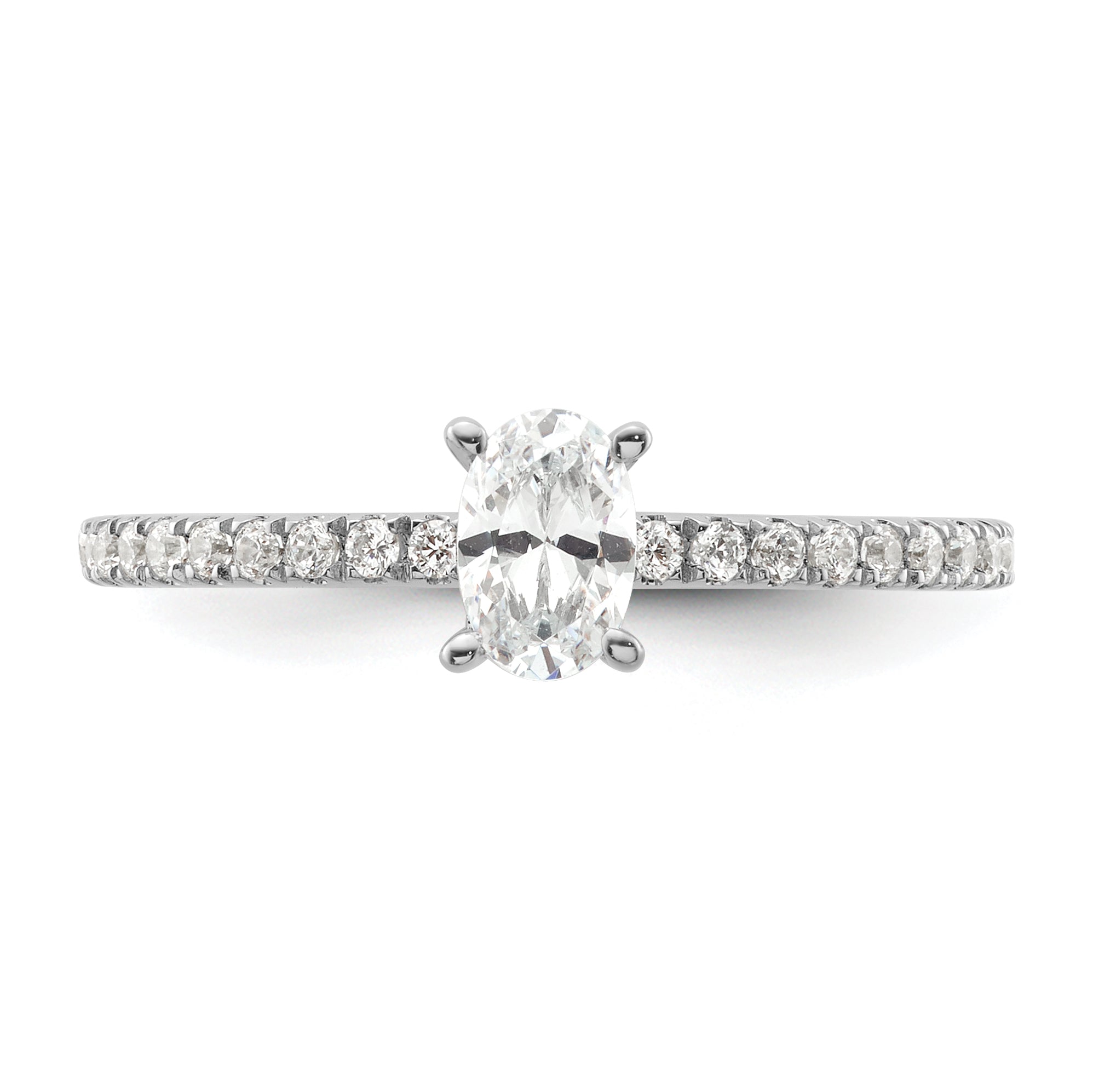 14K White Gold Lab Grown Diamond Shared Prong Complete Engagement Ring