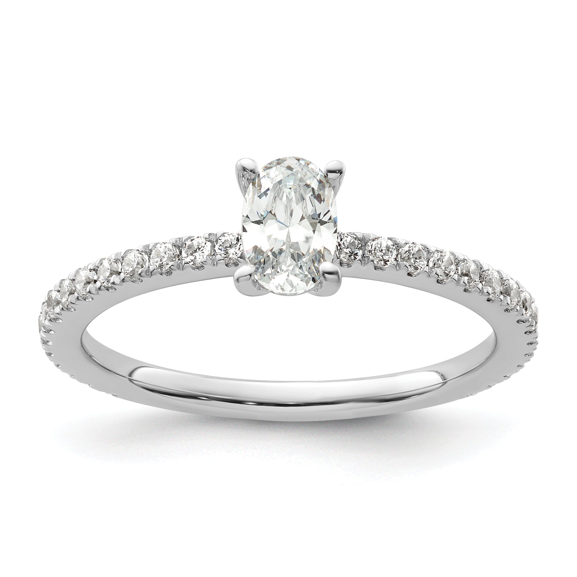 14K White Gold Lab Grown Diamond Shared Prong Complete Engagement Ring