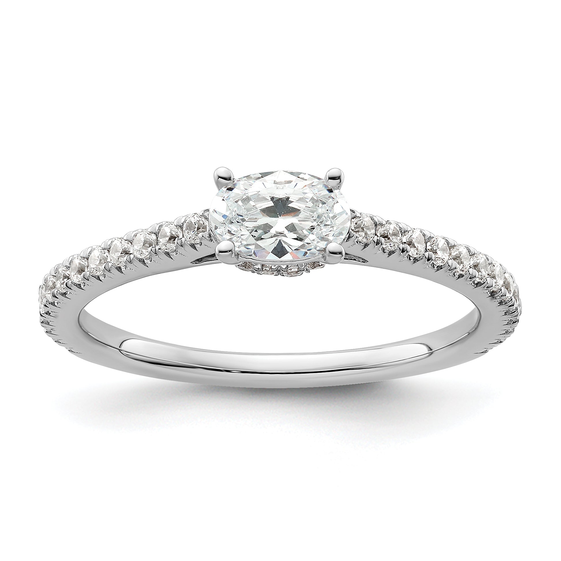 14K White Gold Lab Grown Diamond Shared Prong Complete Engagement Ring