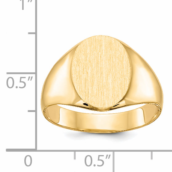 14k 13.0x11.5mm Closed Back Mens Signet Ring