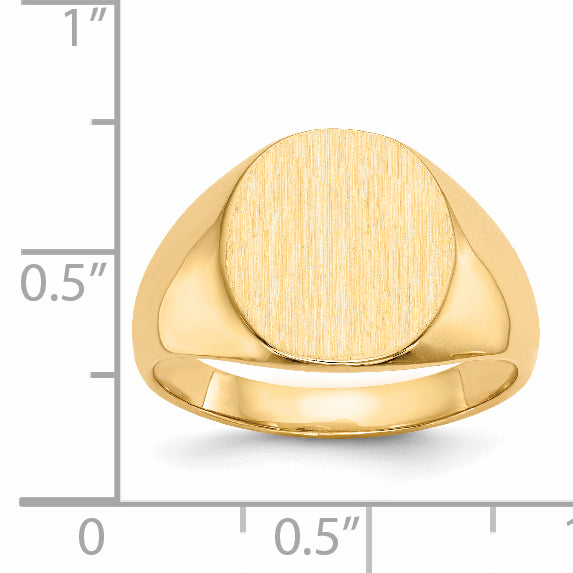 14k 13.5mmx12.5mm Closed Back Mens Signet Ring