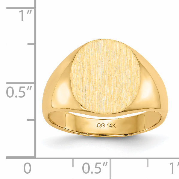 14k 14.0x13.0mm Closed Back Men's Signet Ring