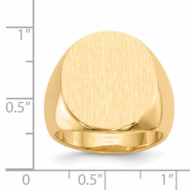 14k 19.5x17.5mm Closed Back Men's Signet Ring