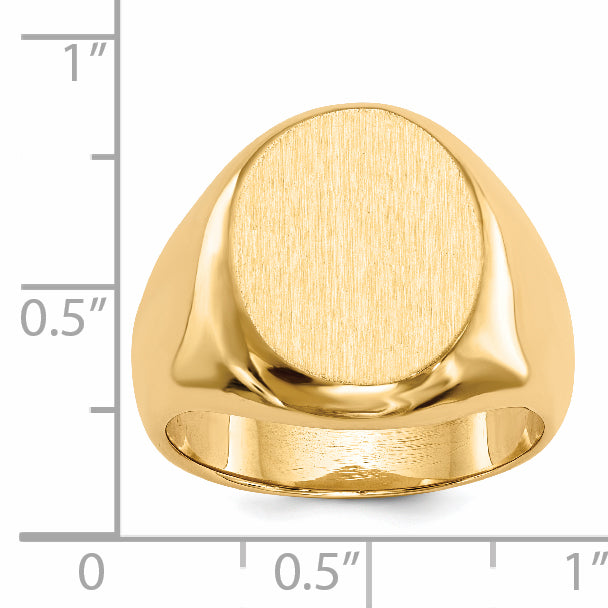 14k 16.5x13.5mm Closed Back Men's Signet Ring