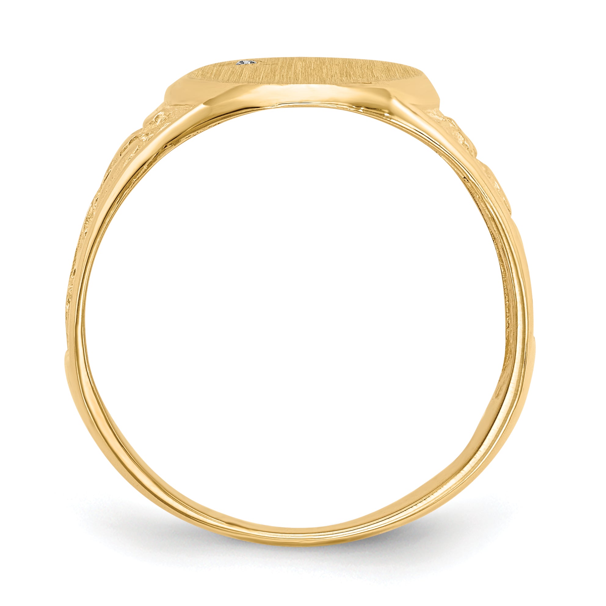 14k 15.0x11.0mm Open Back AA Diamond Men's Signet Ring Secondary image