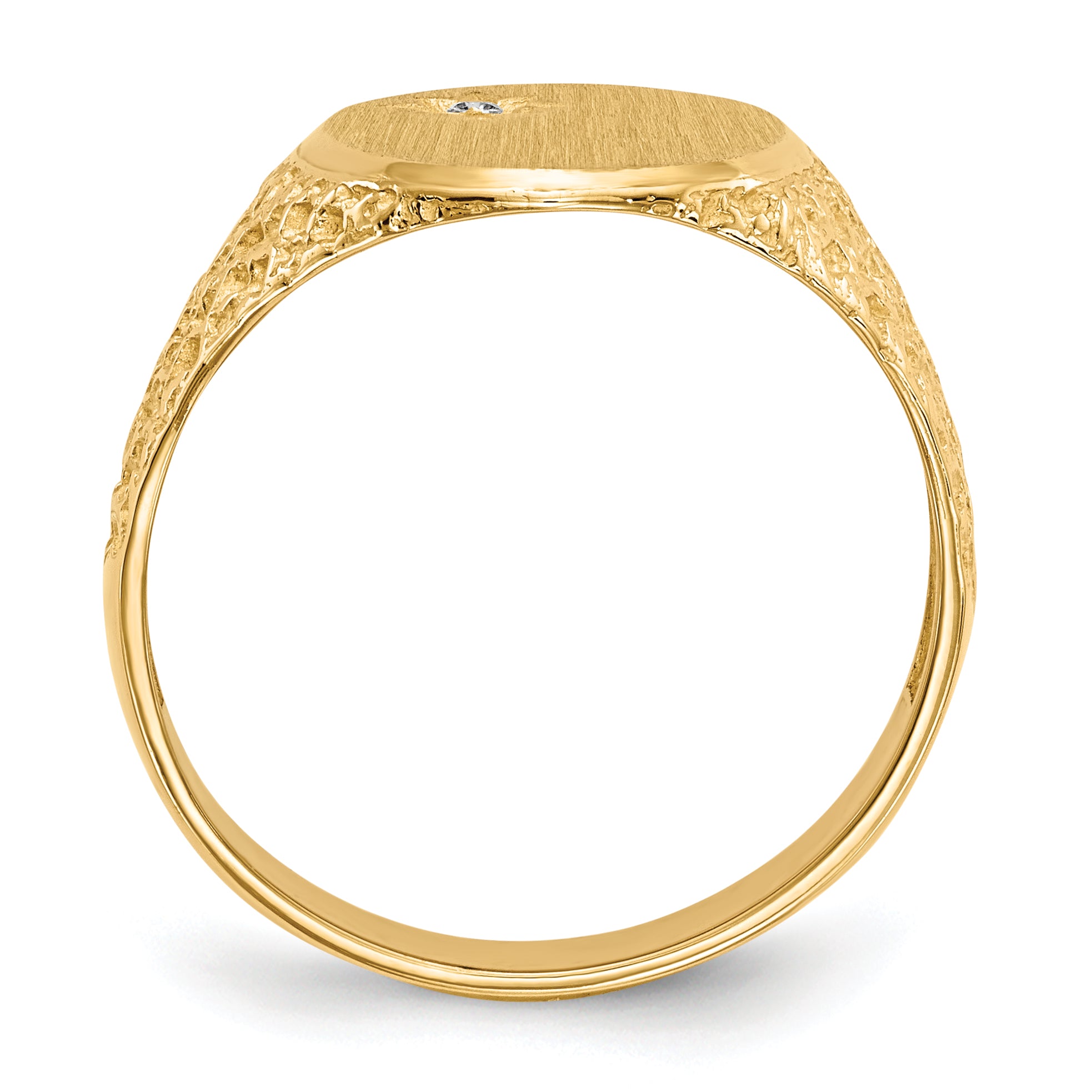 14k 16.0x12.0mm Open Back AA Diamond Men's Signet Ring