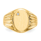 14k 13.5x10.0mm Open Back AA Diamond Men's Signet Ring