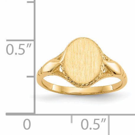 14k 8.5x6.5mm Open Back Child's Signet Ring