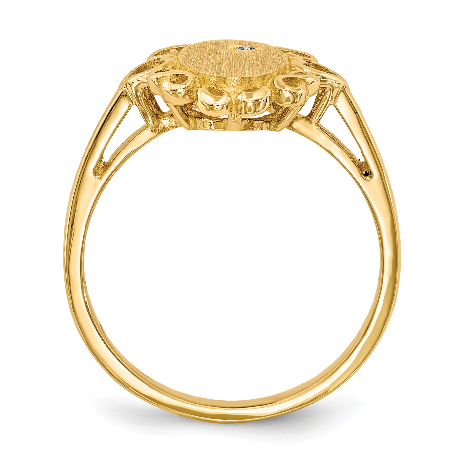 14k 11.5x6.0mm Open Back AA Diamond Signet Ring Secondary image