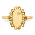 14k 11.5x6.0mm Open Back AA Diamond Signet Ring
