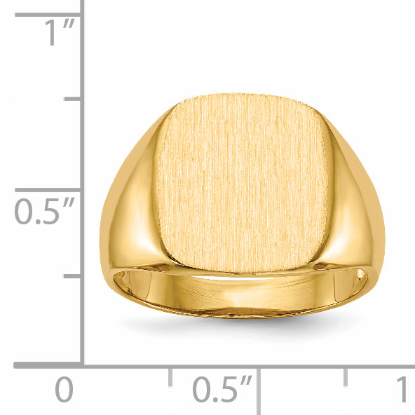 14k 14.0x13.5mm Open Back Mens Signet Ring