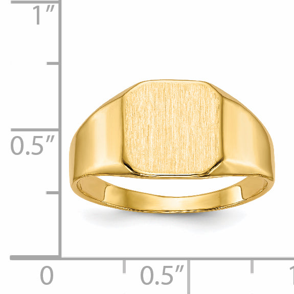 14k 11.0x11.0mm Closed Back Mens Signet Ring