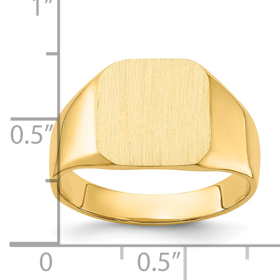 14k 13.0x12.0mm Closed Back Men's Signet Ring