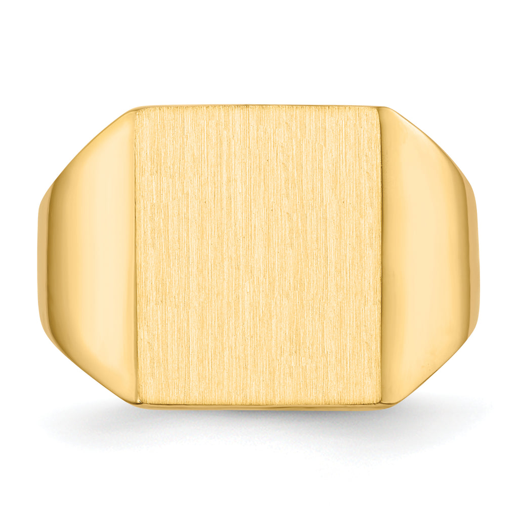 14k 15.0x13.5mm Closed Back Mens Signet Ring