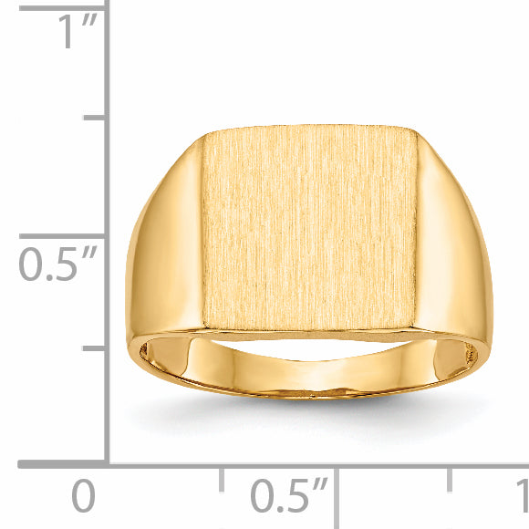 10ky 13.0x13.0mm Open Back Men's Signet Ring