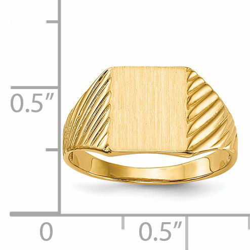 14k 9.5x8.0mm Open Back Signet Ring