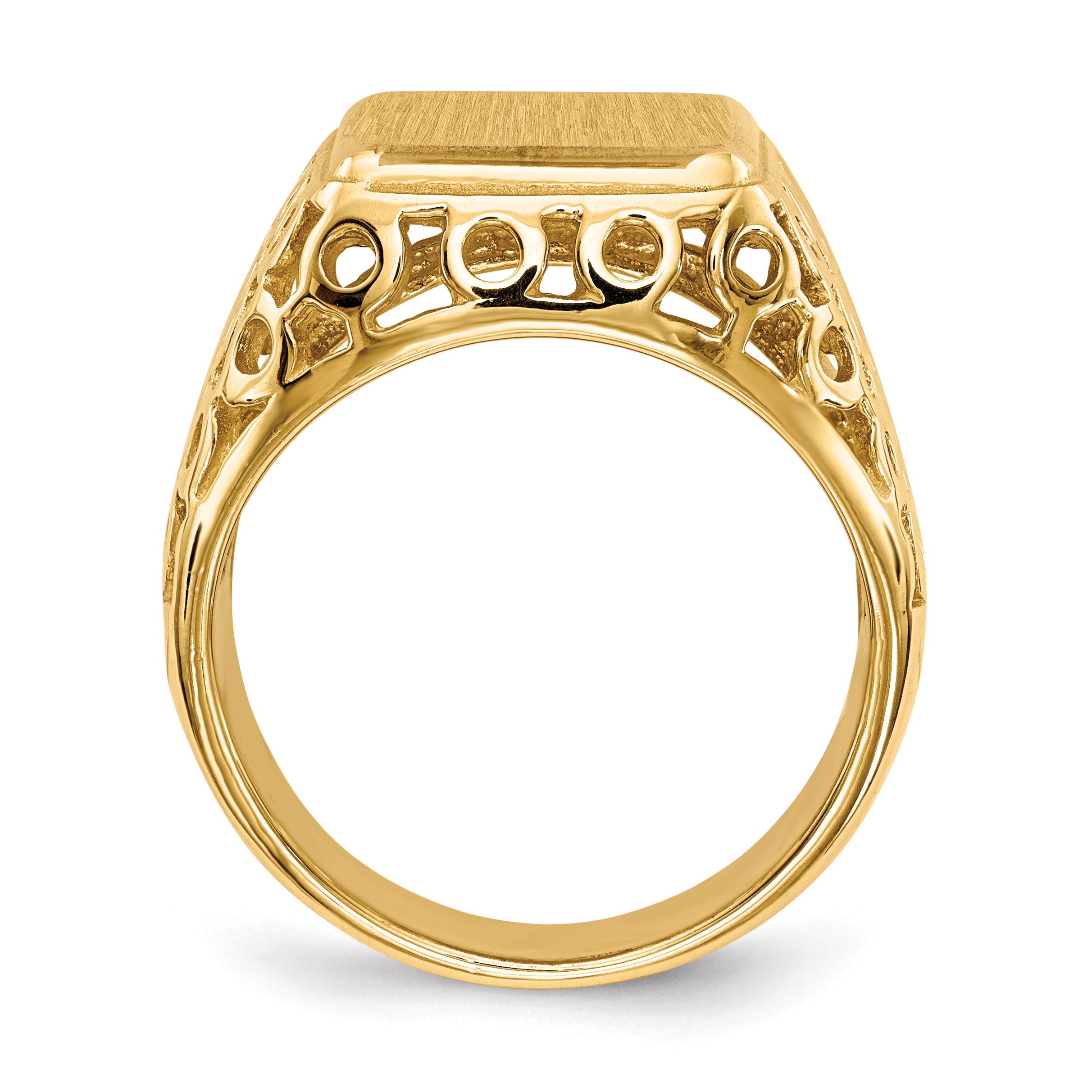 14k 14.5 x 12.5mm Open Back Men's Signet Ring Secondary image
