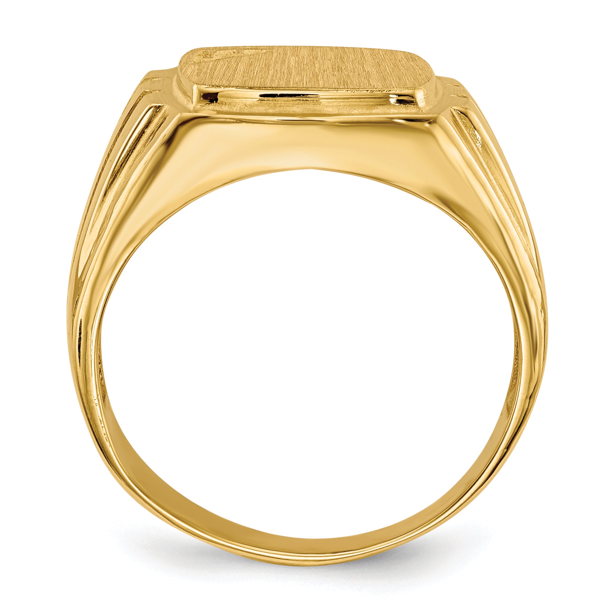 14k 11.5x12.0mm Grooved Sides Open Back Diamond Men's Signet Ring Mtg Secondary image