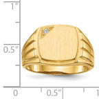 14k 11.5x12.0mm Grooved Sides Open Back AA Diamond Men's Signet Ring