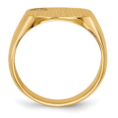 14k 15.0x15.0mm Closed Back AA Diamond Men's Signet Ring