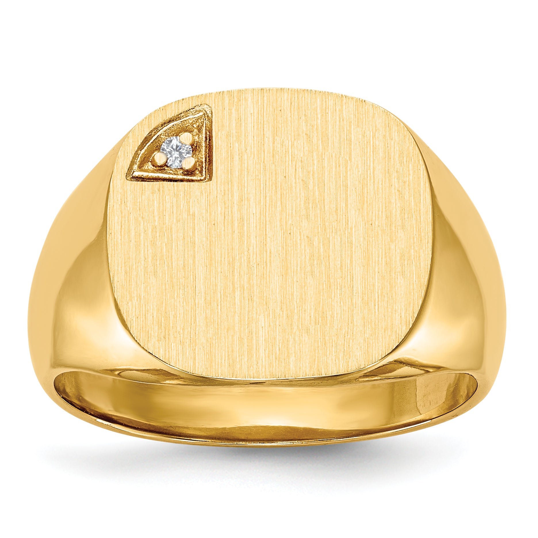 14k 15.0x15.0mm Closed Back AA Diamond Men's Signet Ring