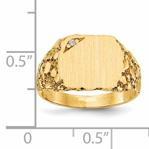 10ky 10.0x11.5mm AA Diamond Closed Back Signet Ring