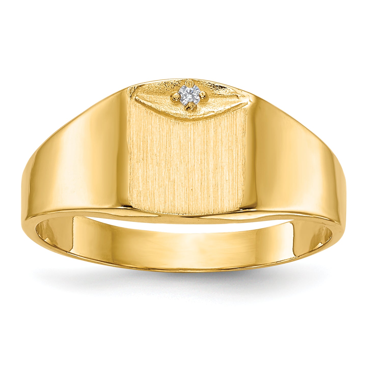 14k 8.0x7.0mm Closed Back AA Diamond Signet Ring