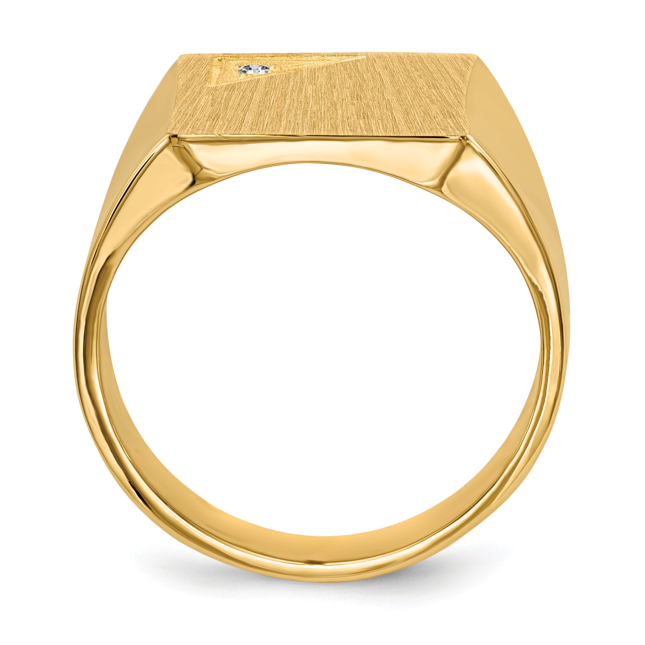 14k 14.0x13.0mm Closed Back AA Diamond Men's Signet Ring Secondary image