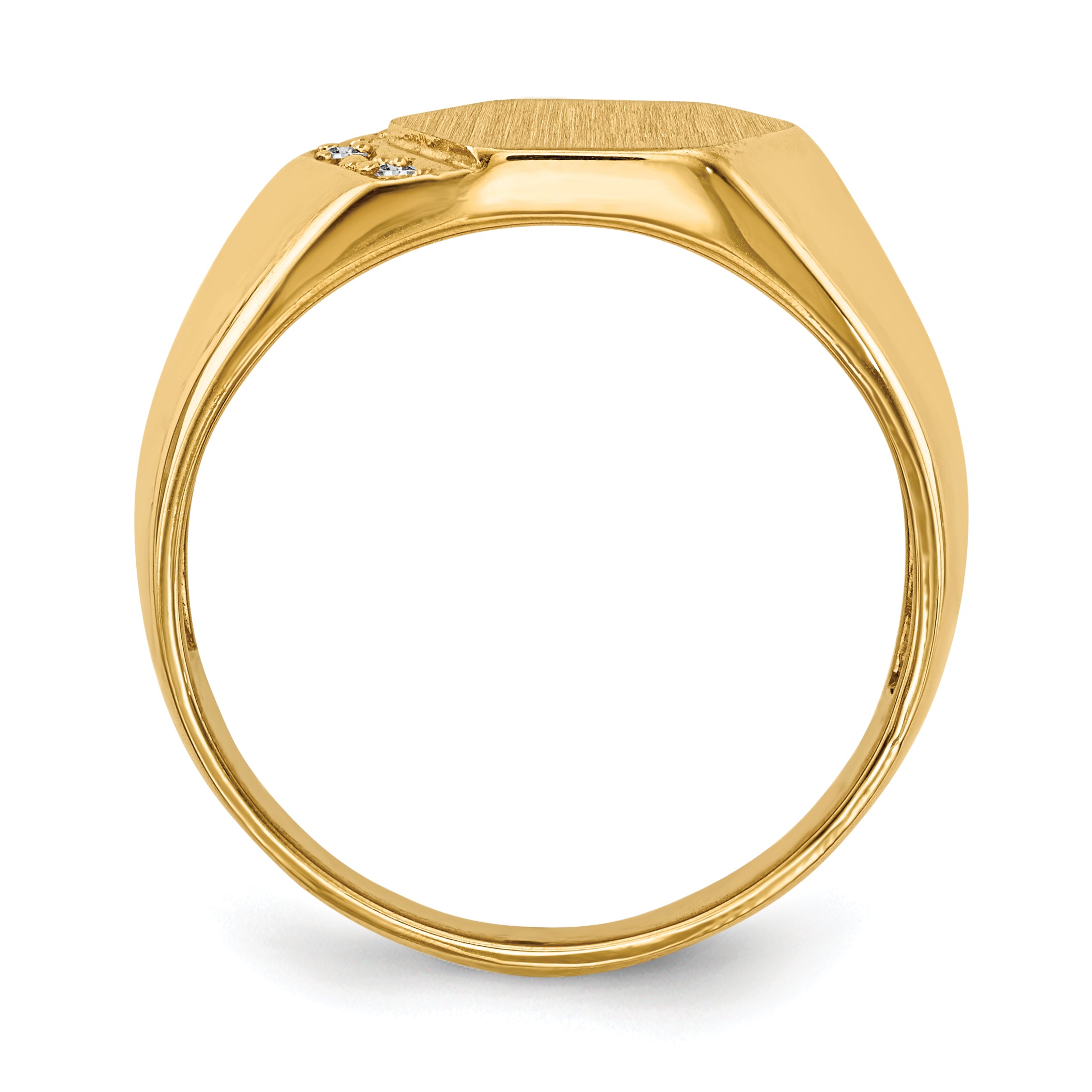 14k 11.5x11.5mm Open Back AA Diamond Men's Signet Ring Secondary image