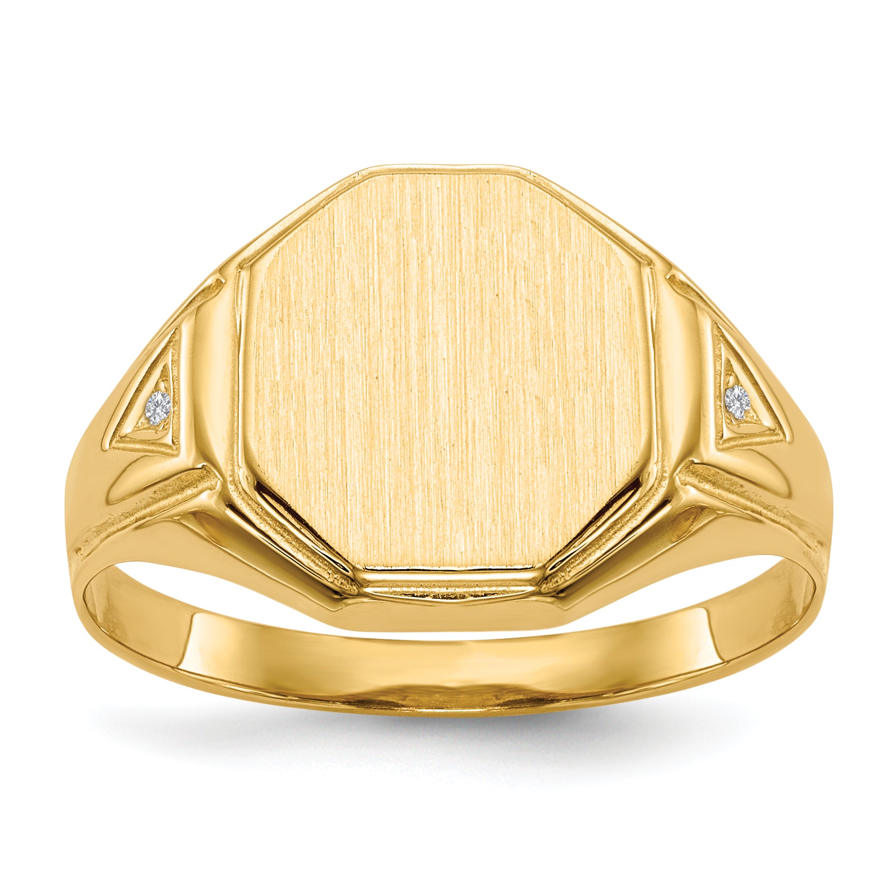 14k 12.5x11.5mm Open Back AA Diamond Men's Signet Ring Main image